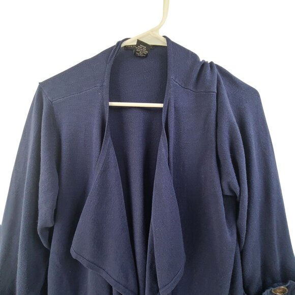 Design History Women's Knit CardiganSweater Open Front Mid Length Blue Size 1X - Picture 4 of 8